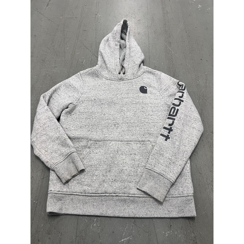 Carhartt Clarksburg Hoodie Men's Size Large Gray Fleece Graphic Logo Relaxed Fit